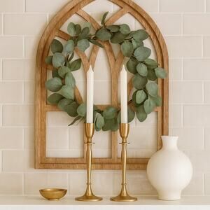 Doeling Set of 2 Vintage MCM Polished Brass Candle Stick Holders Minimalist